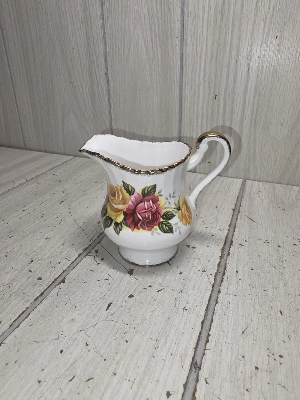 Vtg Paragon Creamer Pink & Yellow Roses England Cottagecore Heritage GrandmaCore